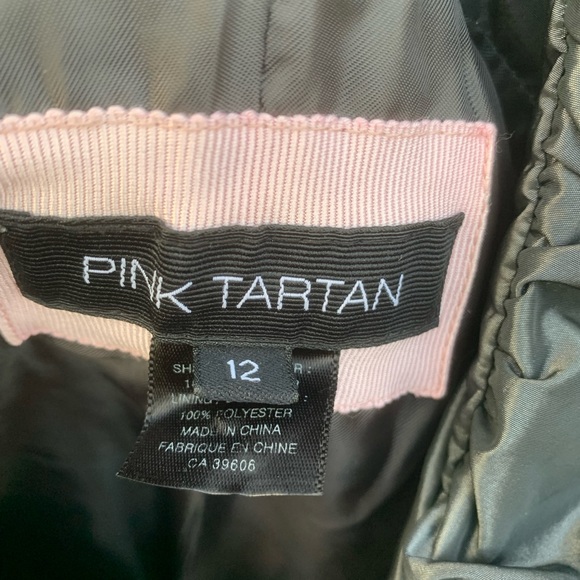 Pink Tartan gun metal color ruffled fri lined trench coat Size 12 - Picture 9 of 10